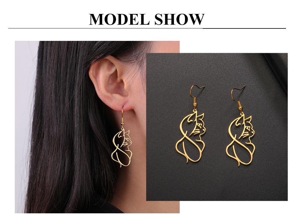 Cazador Gold Color Cat Kitten Drop Earrings for Women Stainless Steel Jewelry Cute Animal Earrings Valentine Gift Wholesale 2026