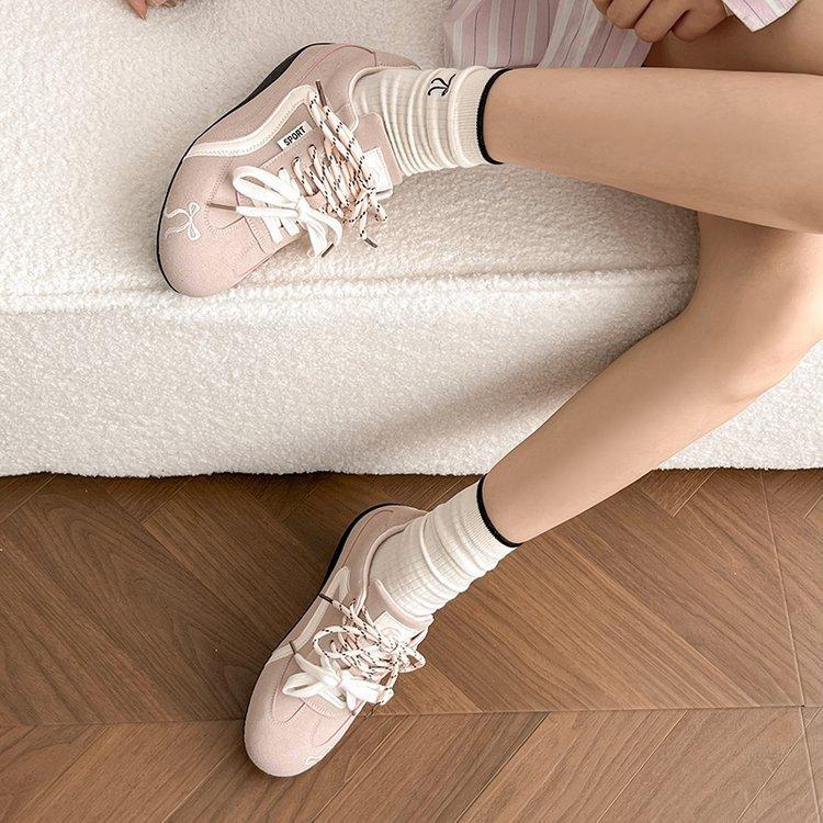 

Thick-soled retro German training shoes women s spring and summer 2025 new versatile flat-soled casual sports shoes 40 рожевий