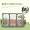 71" Outdoor Wooden Cat House with Three Platforms, Large Door, Water-Resistant Roof, for Multiple Cats, Grey