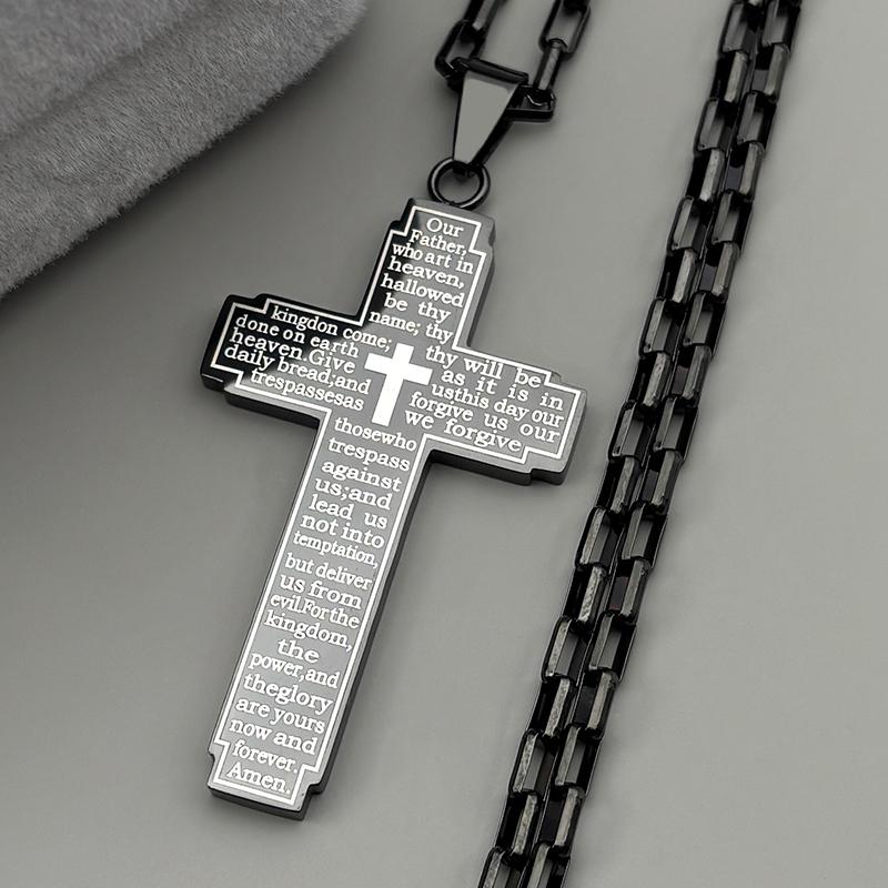 Christian Bible Jesus Cross Chain Necklace Stainless Steel Pendant Necklaces for Women Men Religious Prayer Amulet Jewelry Gift