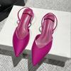 Baotou sandals women's 2025 new summer simple pointed square heel sandals women's high heel strap fashion women's single shoes