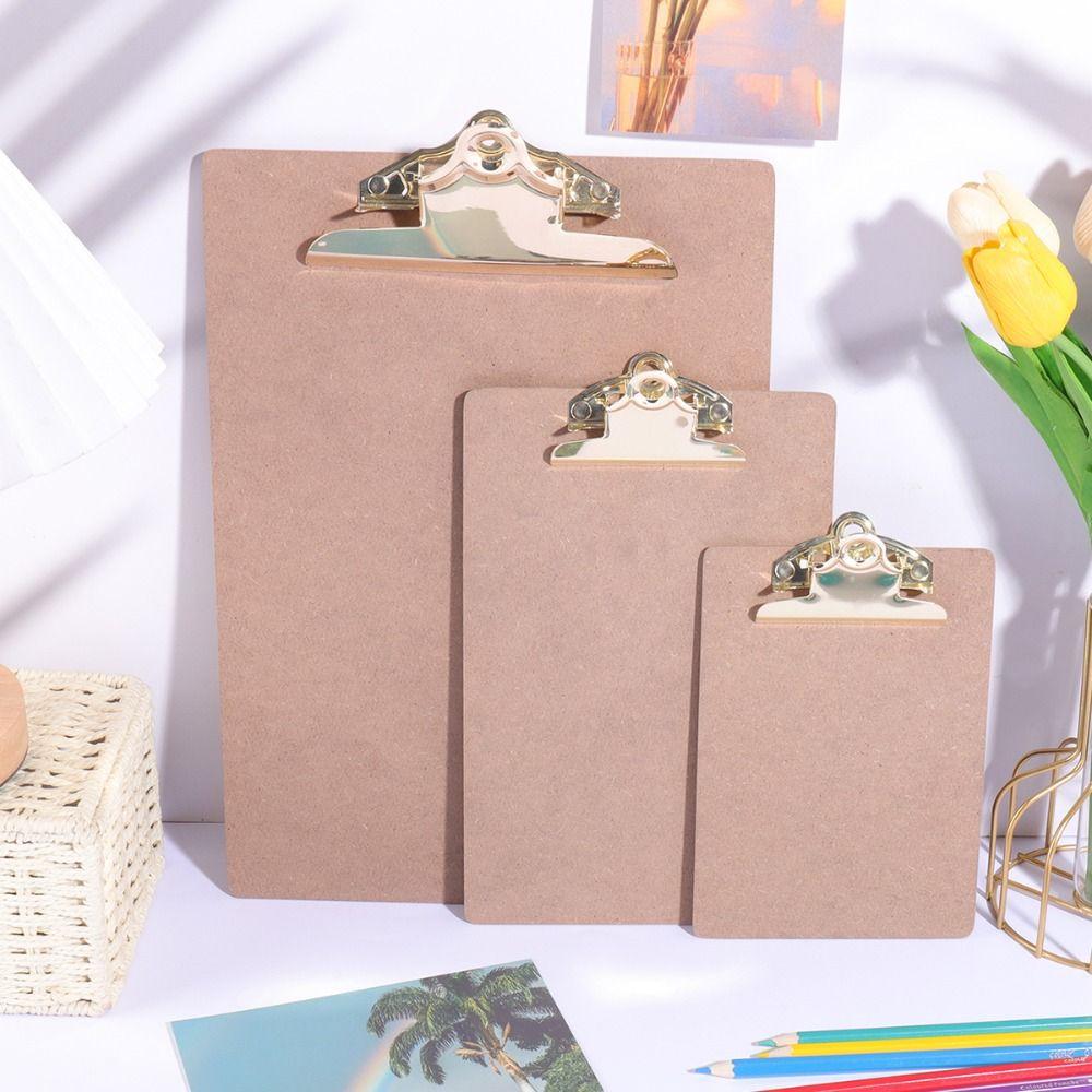 Golden Metal Clip Wood Clipboard 3 Sizes Notes Ticket Holder Wood Color Folder Office School