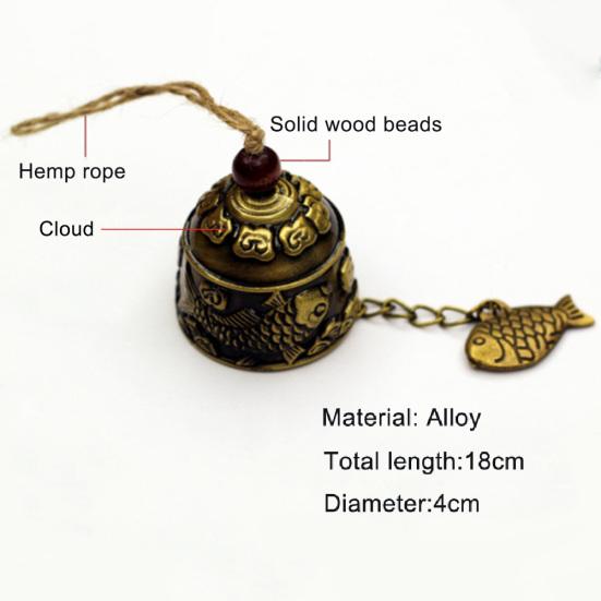 Mini-Windspiel mit Karpfenmuster, Fisch-Anhänger, zum Aufhängen, Glücksglocke, Heim-Tempel-Dekoration