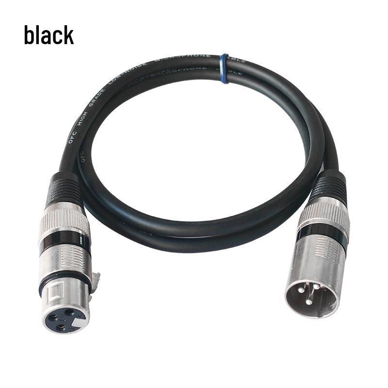 

Черный микрофонный кабель XLR Canon папа-мама с бескислородной медью, большой трехжильный, балансный для сценического аудио 0.3m чёрный