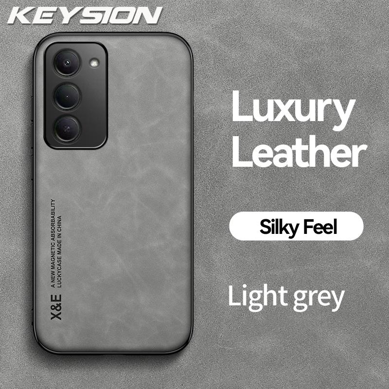 KEYSION Luxury Retro PU Leather Case for Redmi 15 5G 169.5mm Soft Silicone+PC Shockproof Phone Cover for Xiaomi Redmi 15 5G