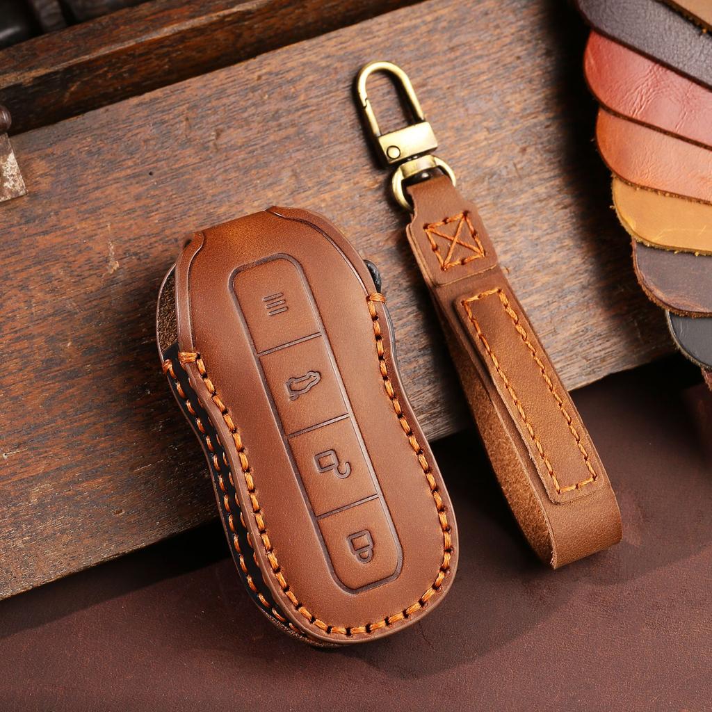 For Xiaomi SU7 smart button key cover, leather all-inclusive protective cover, card bag, handmade card key case.