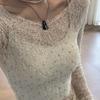 Long Sleeve Lace Sun-Protective Blouse Women's Summer Asymmetric Designer Sweet-Spicy Top