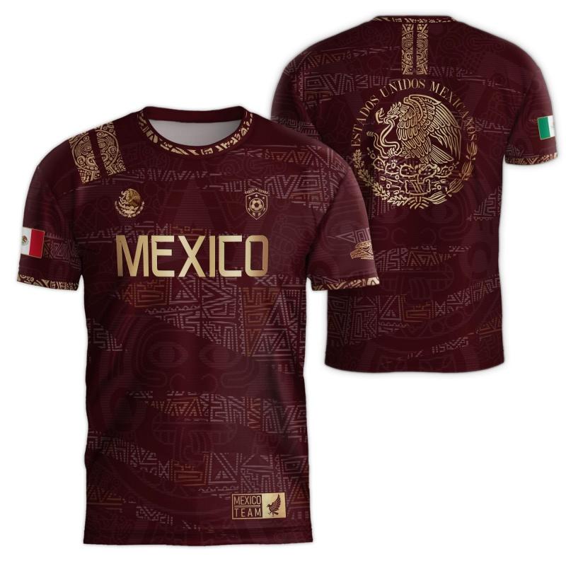 

3D Printed Mexico Flag T-Shirt For Men Retro Eagle Pattern Short Sleeve Tees Fashion Casual Round Neck T Shirts Street Sport Top 6XL