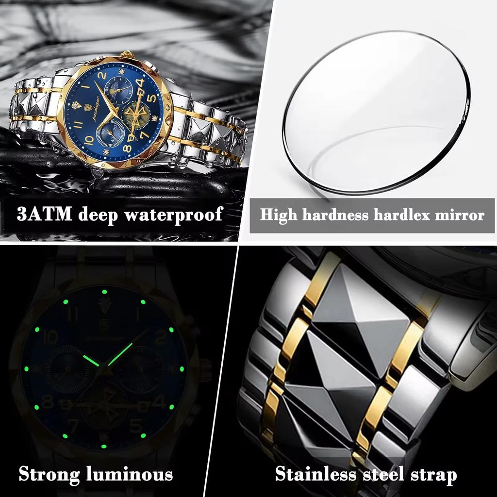 Poedagar 972 Luxury Men Watch Quartz Movement Stainless Steel Waterproof Luminous Casual Business Fashion Wristwatch