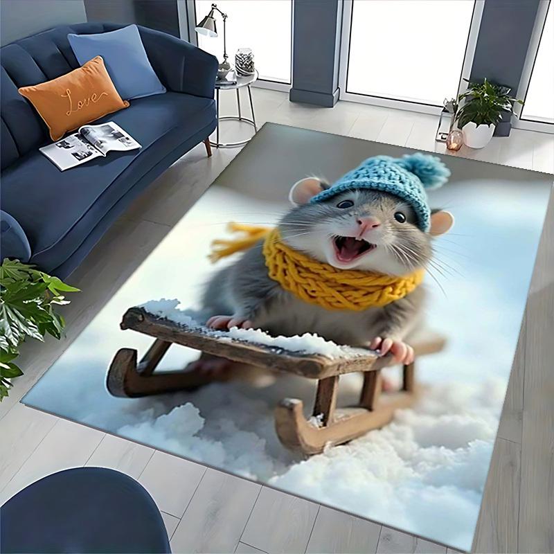 1pc Anime Cartoon Design Winter Hat Mouse Chair Mat - Festive Gift for Office Chairs, Living Room, Bedroom, Game Room & Dormitory - Seasonal Gift.C043