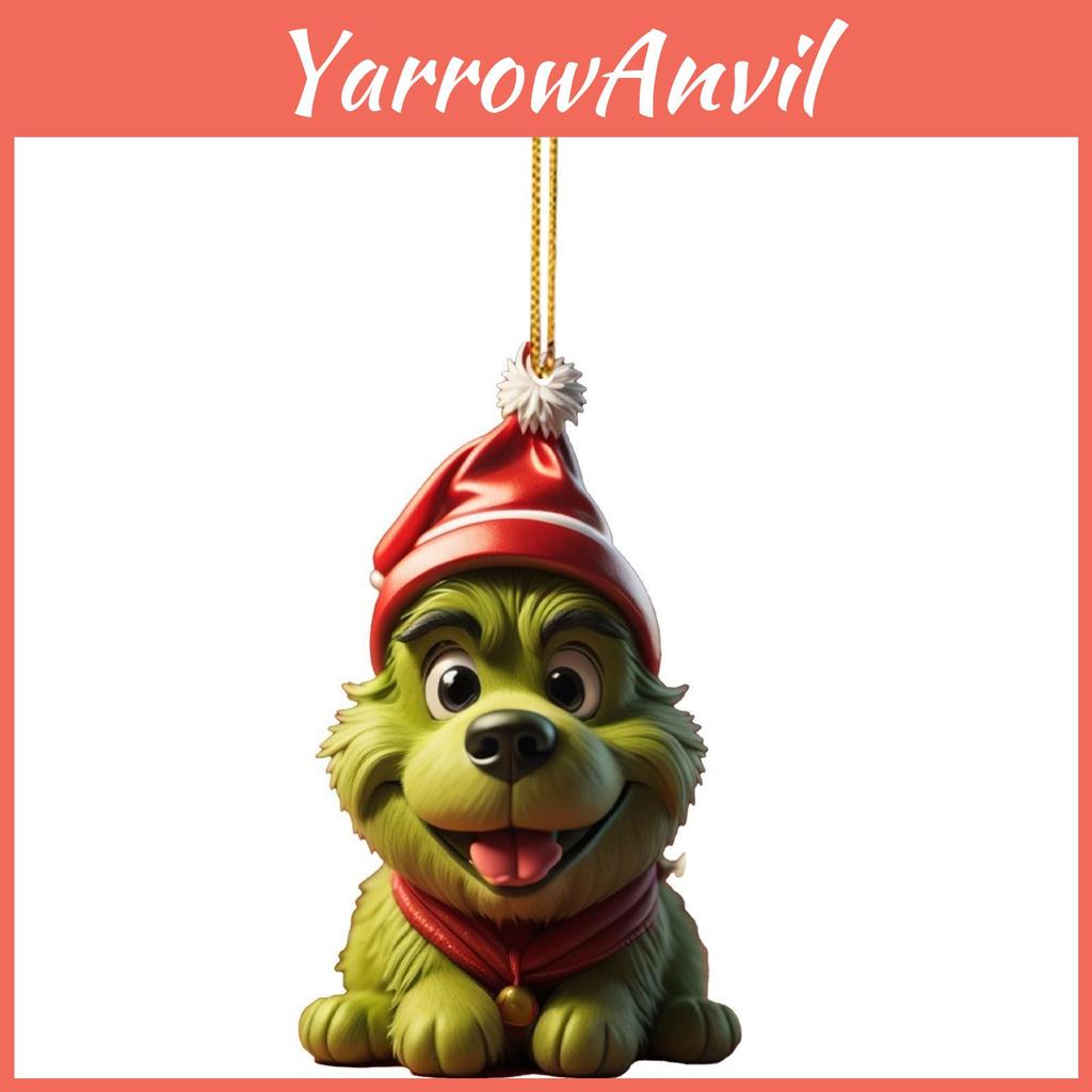 Grinch Stole Christ Green Puppy Pattern Acrylic Pendant Christmas Decor Prop For Christmas Travel