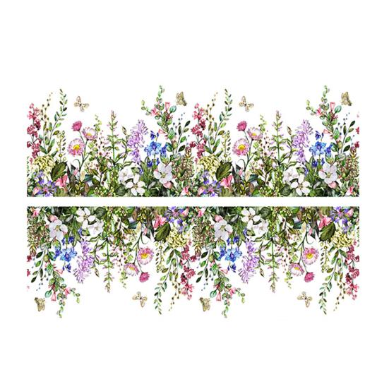 

2 Sheets Watercolor Floral Wall Corner Stickers Wildflower Butterflies Green Grass
