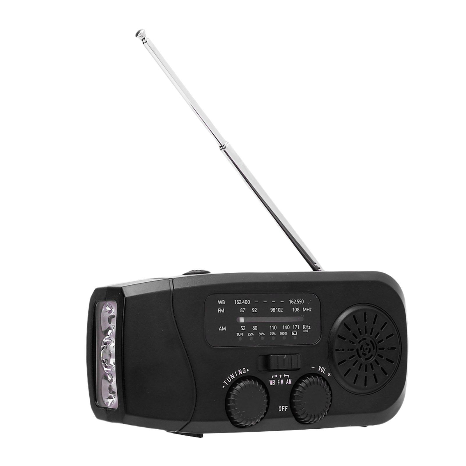 

Солнечное радио с ручным заводом, аккумулятор 2000 мАч, AM FM WB, аварийное погодное радио со светодиодным фонариком для кемпинга на открытом воздухе, пеших походов