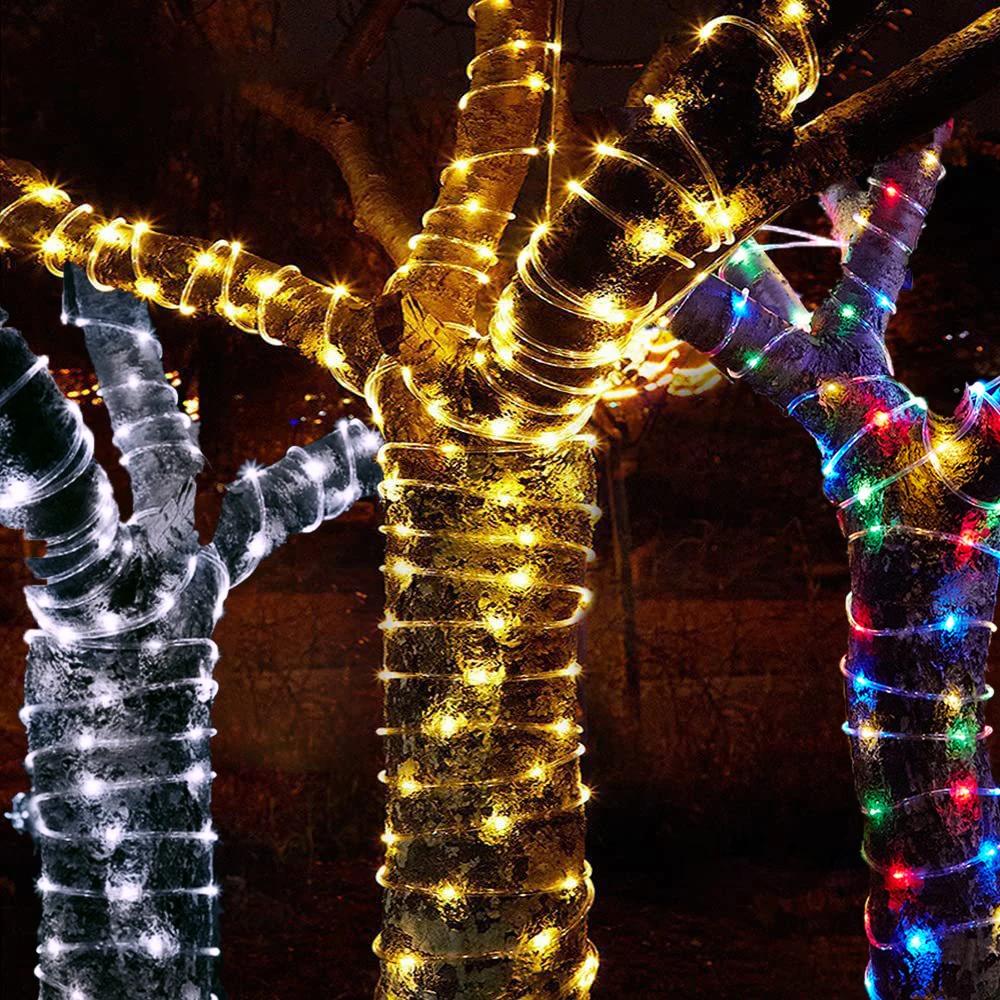 Solar Outdoor Lights LED Festoon PVC Tube Rope String Light Summer Garden Fence Wedding Party Balcony Decoration Solar Garland