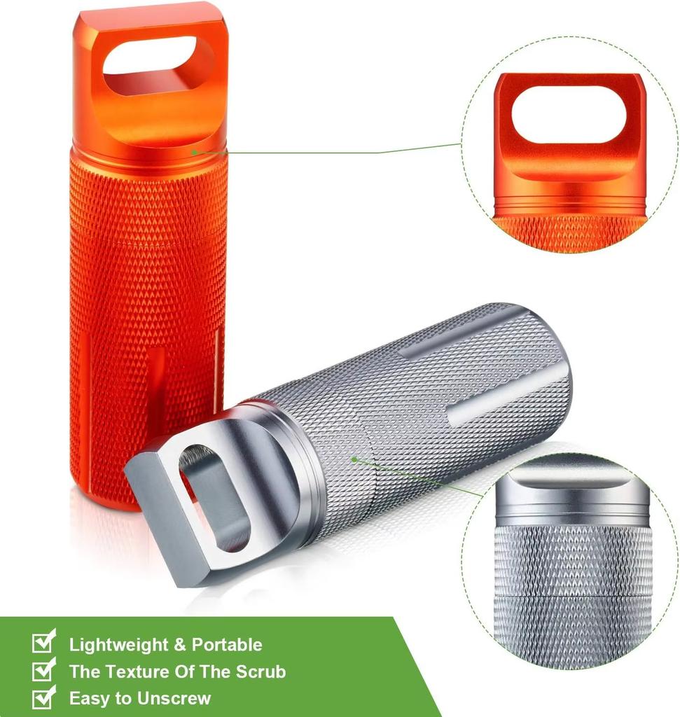 Tragbarer Schlüsselanhänger Pillenhalter Pillen Organizer Reise Wasserdichter Streichholzbehälter Aluminium Luftdichter Schlüsselanhängerbehälter Reise Größe