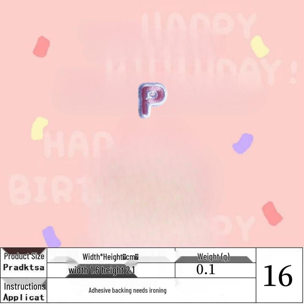 Pink English Alphabet Embroidered Iron-On Cloth Patch