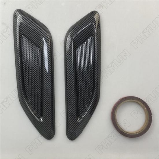 Pair Car Air Flow Intake Hood Scoop Vent Bonnet Cover Trim Carbon Fiber Look ABS