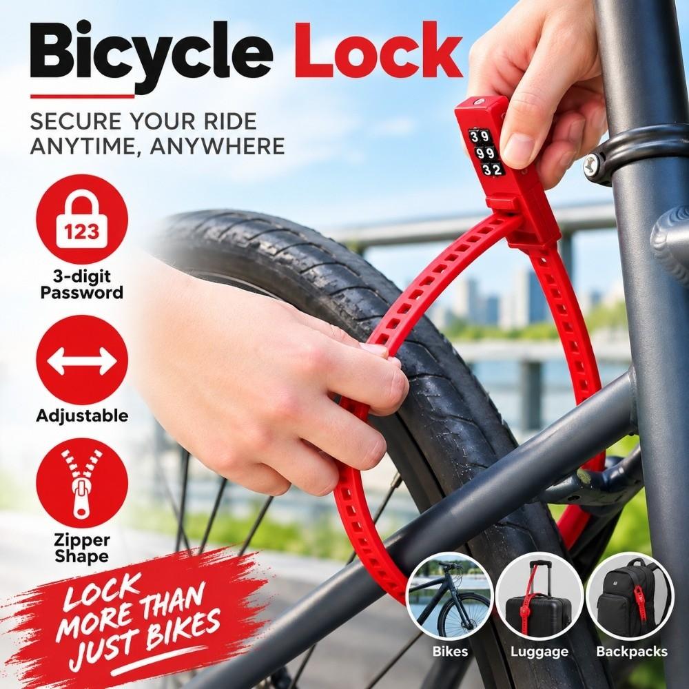 3-digit Password Bicycle Lock Adjustable Tie Lock Anti-theft Lock Helmet Lock Racing Bike