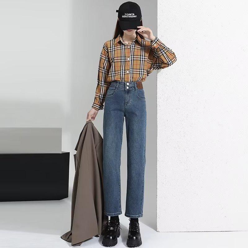 

Женские узкие черные джинсы с высокой талией - Осень/Зима 2023 г. Брюки-сигареты XS