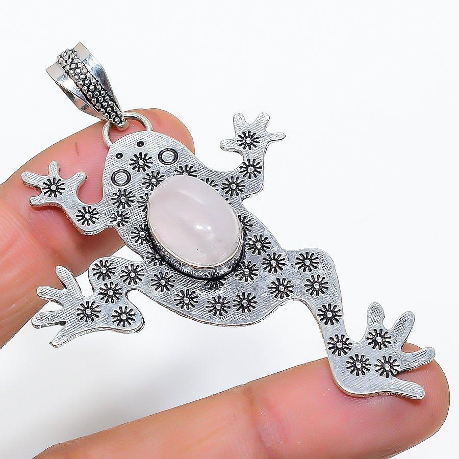 

Rose Quartz Gemstone 925 Solid Sterling Silver Jewelry Pendant 2.76 SU-10334