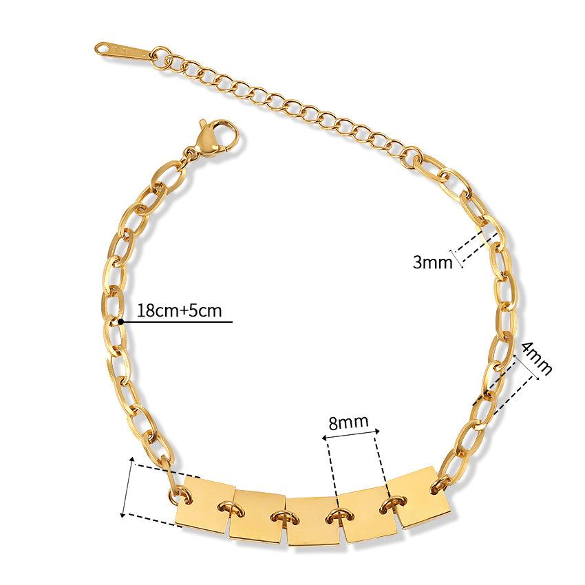 

Handmade Stainless Steel Bracelet, Gold-Plated Waterproof Jewelry Metal Chain Square Bracelet Jewelry Women золотий