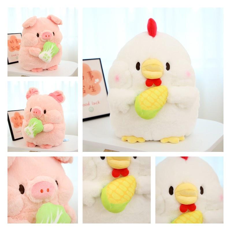 Cute Plush Pig And Chicken Dolls With Pp Cotton Filling For Girls' Birthday Gifts