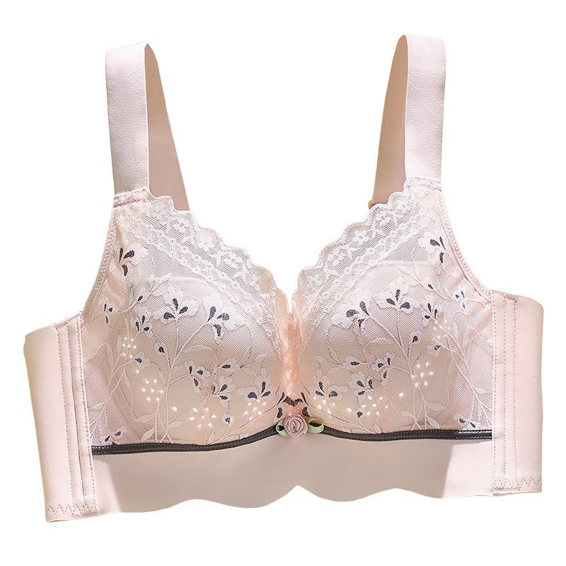 Spring and Summer Adjustment Type Steel-free Lace Breathable Gathering Thin Cup Hole Cup Women's Underwear Close Breast Bra
