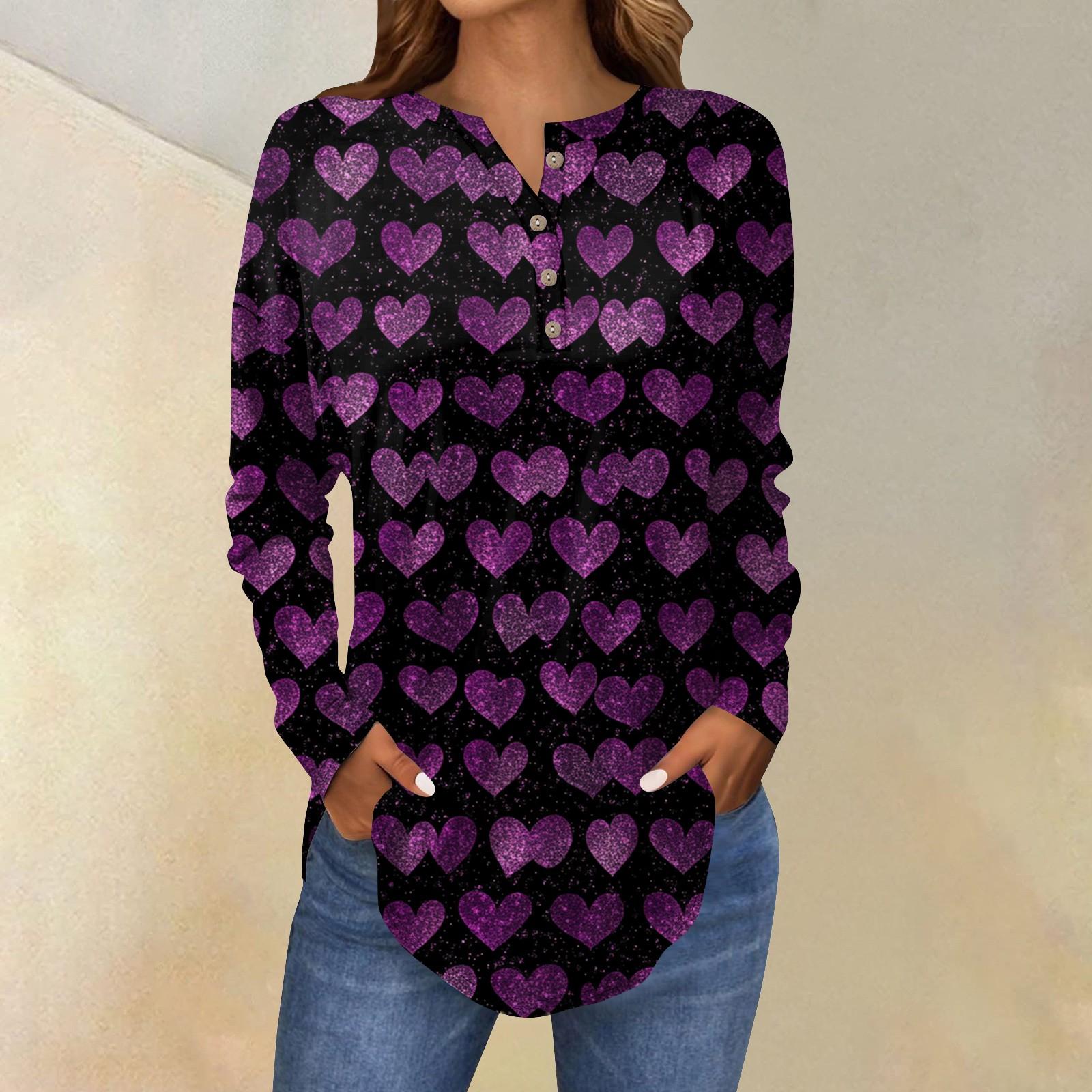 

Женская мода свободный воротник на пуговицах с принтом длинный рукав футболка топы пуловер XXL