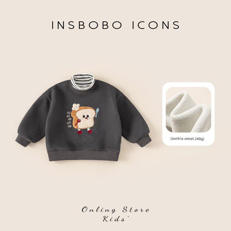 Insbobo Boys  Sweatshirt 2025 Winter New Stylish Children s Top Boys  Thickened Trendy Children s Clothing Autumn and Winter Gray 100