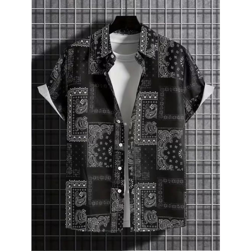 Men's Retro Pattern 3D Print Shirt Button Up Shirt Casual Shirt Summer Shirt Short Sleeve Daily Vacation Clothing