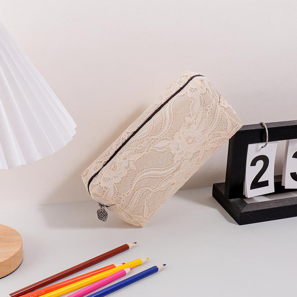Beautiful Floral Lace Pencil Case Zipper Portable Pencil Pouch Girl Stationery Organizer Student School Supplies Back To School
