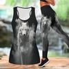 Fierce Wolf Pattern Print Yoga Outfit for Women Fashion Workout Leggings Fitness Sports Casual Yoga Set Sports Suit