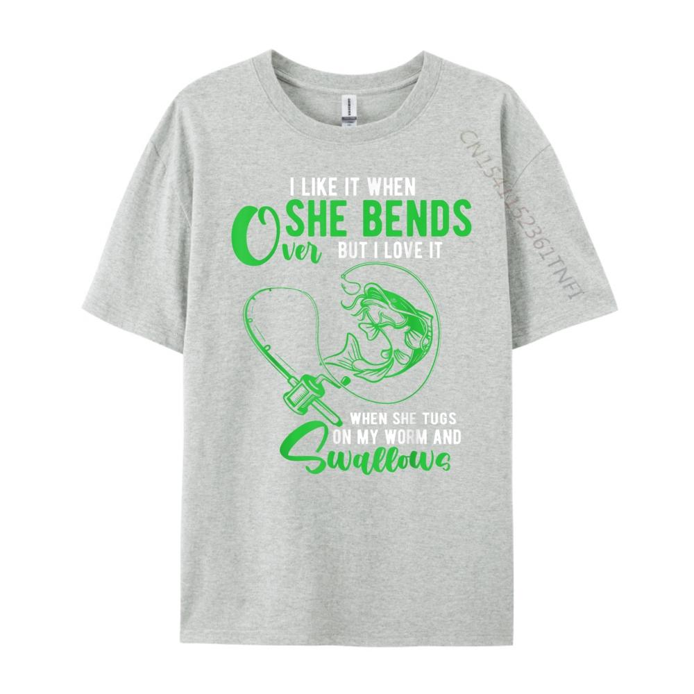 Mens I Like It When She Bends Over Funny Fishing Adult Humor Vintage T Shirts Designer Clothes Men