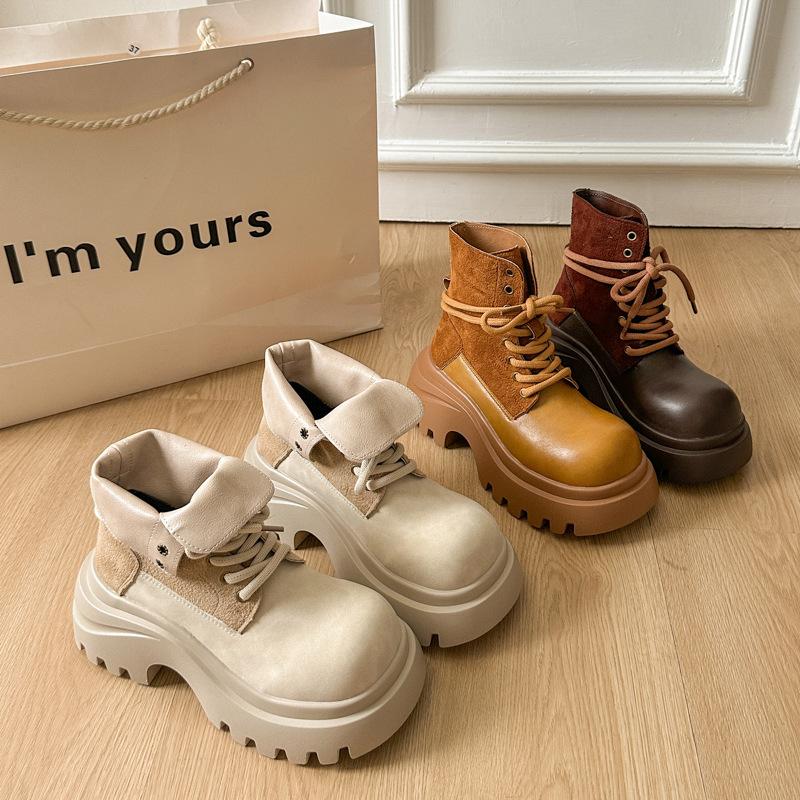 Retro British Martin boots women's 2025 autumn new fried street high-end thick-soled heightening short tooling boots