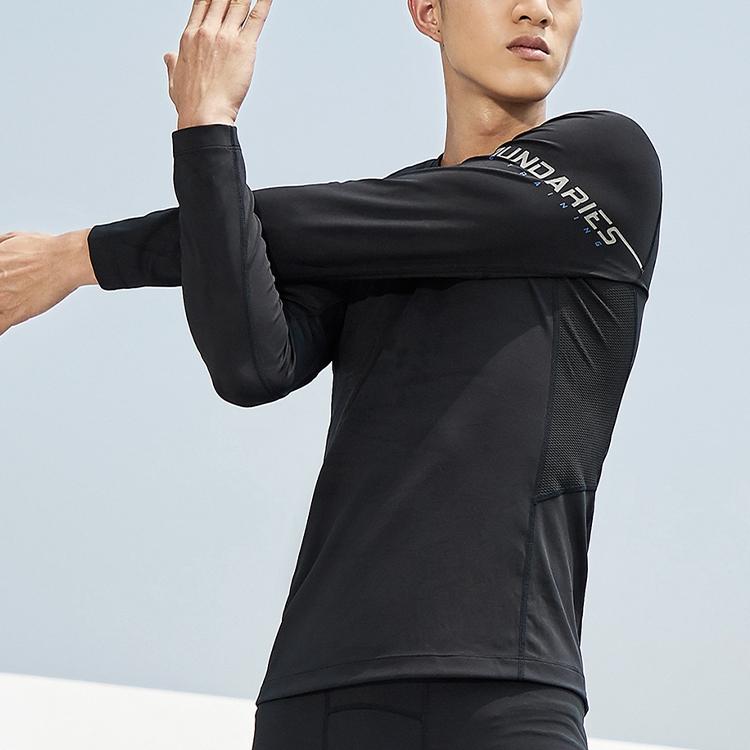 Li Ning Mesh Tight Training Fitness Wear Men tops Standard-Black AUDQ069-1