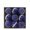 Luxury Navy Flocked Christmas Ornaments With Gold Beads, Hanging Decor For Xmas Tree, Window, Mantel, Tabletop And Holiday Party