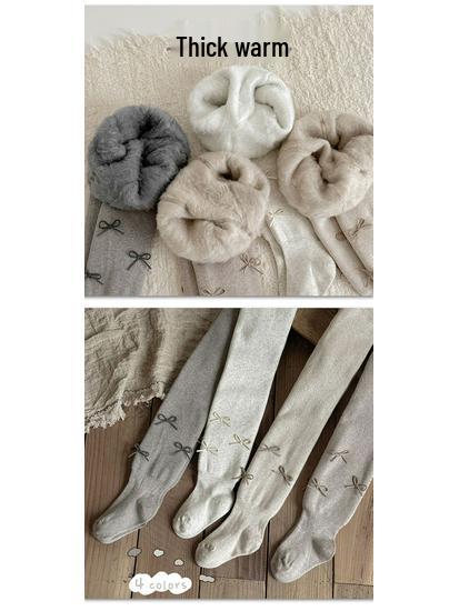 Girls' Fleece-Lined Footed Tights - Thick, Warm, Elastic & Anti-Pilling for Autumn/Winter