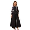 New Women's Lace Spliced Printed Midi Dress - Middle Eastern Muslim Fashion