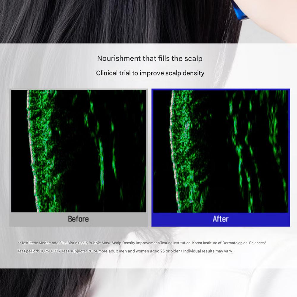 Modamoda Step03 Modrá biotinová maska na pokožku hlavy v pěně 50 ml