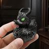Matte Black Resin Ornament Gothic Devil Skull Duck Ornament, Figurine, Cool Punk Style Figurines Horror Green Eyes Decor for Halloween Party
