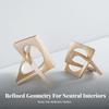 Gold-Toned Gold Geometric Sculpture Sleek Tabletop Ornament Abstract Resin