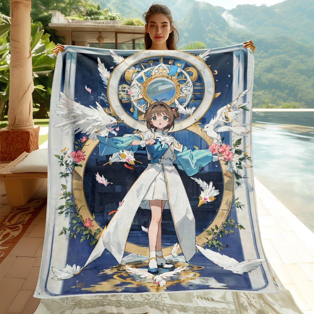 C-Cardcaptor Sakura Cute Cartoon Girl Print Blanket.Comfortable Flannel,Bedroom,Sofa,Bed,Chair,Gift,Picnics,Trips,Camp,Blankets.