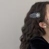 1pc Shining Rhinestone Snowflake Plush Breaking Clip, Autumn and Winter Gray Series, Simple Temperament, Hair Clip Edge Clip