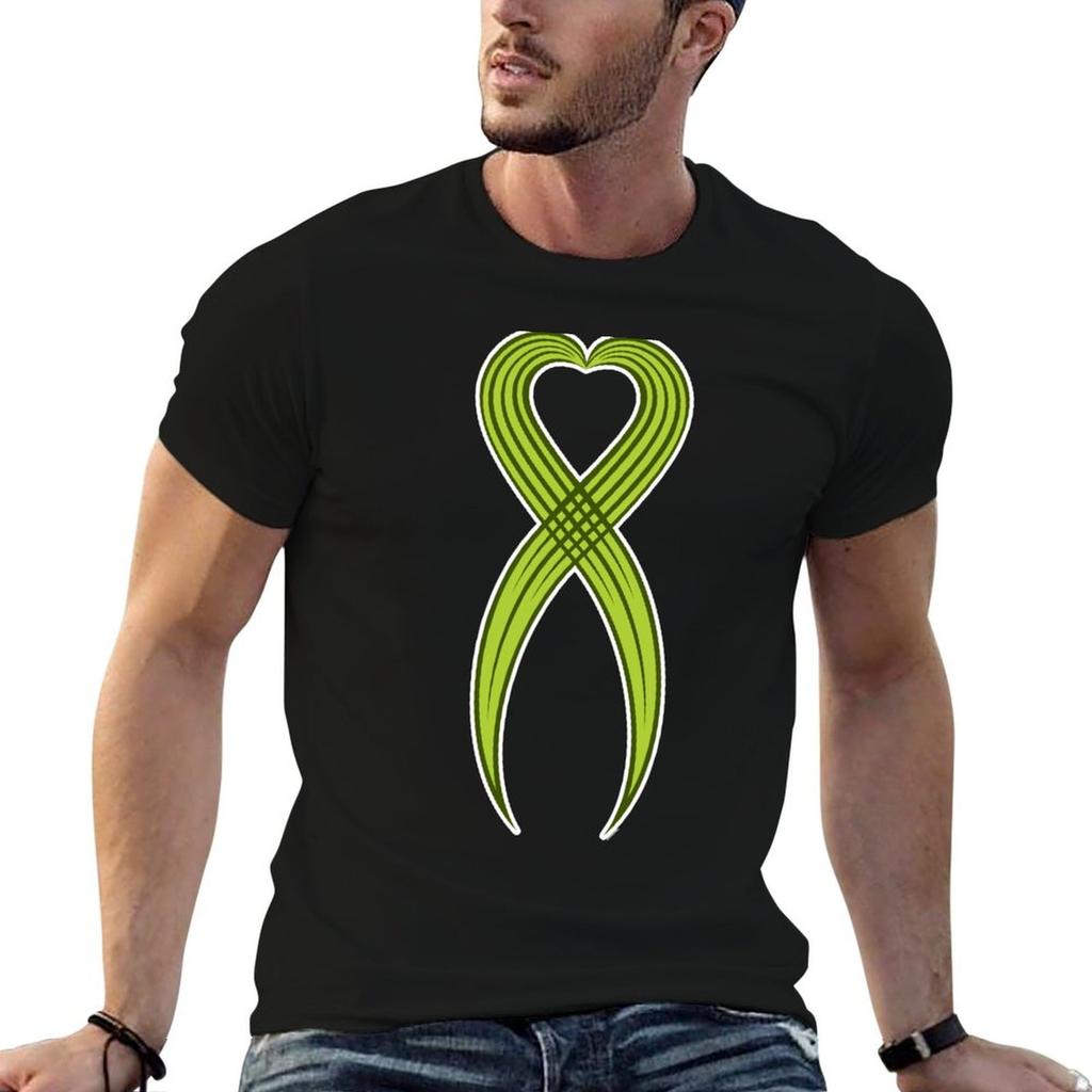 Lime Green Color NonHodgkins Lymphoma Ribbon TShirt Streetwear Print Tee Shirt