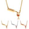 Wine Cup Pendant Clavicle Necklace Elegant Copper Heart Rhinestone Women Necklace Party Jewelry