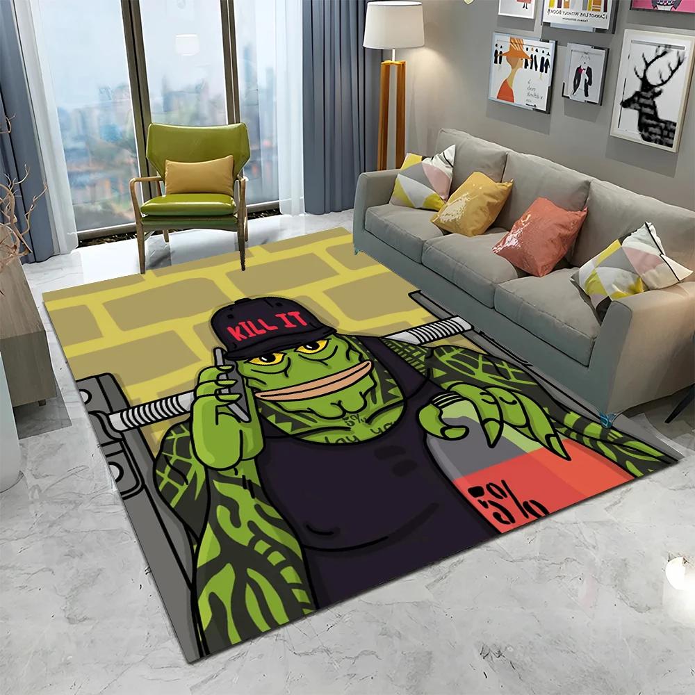 3D Pepe The Frog Face Cartoon Carpet Rug for Home Living Room Bedroom Sofa Doormat Decor,kids Play Area Rug Non-slip Floor Mat