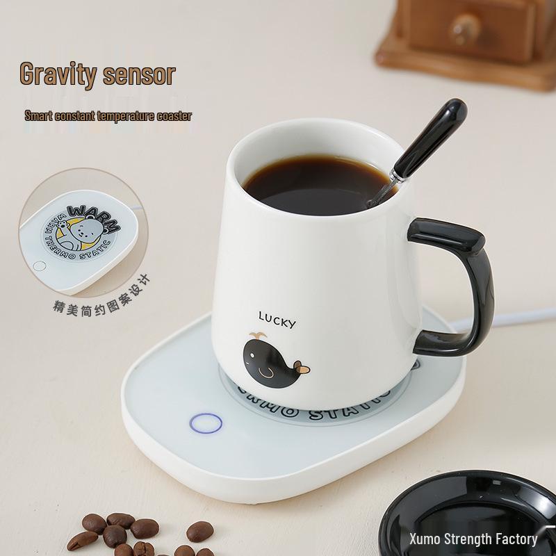 Ceramic Mug with Lid & Spoon - Cute Children's Design, Perfect for Home, Office, or Breakfast Coffee