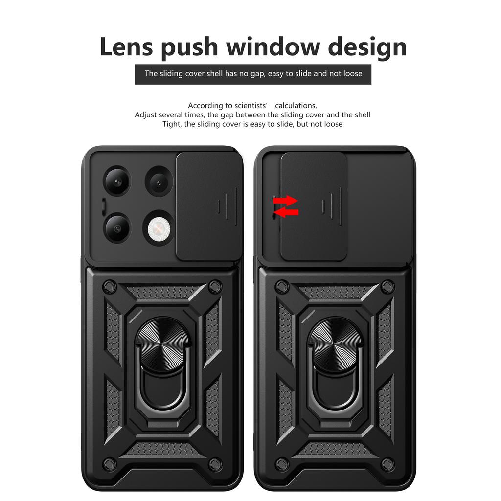 For Xiaomi Redmi Note 13 4G Case Scratch-resistant PC+TPU Kickstand Phone Shell