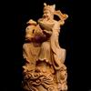 Natural Cypress God of Wealth Figure Statue Hand Carved Solid Wood Suitable For Home Room Office Gathering Wealth Statue