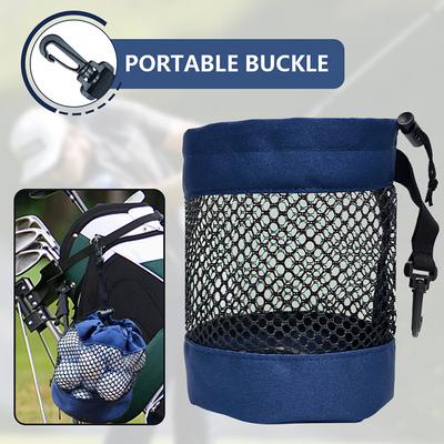1Pc Golf Ball Pouch Bag With Drawstring Closure High Quality Mesh Nylon And Hanging Plastic Clip Convenient To Hang On Golf Bag
